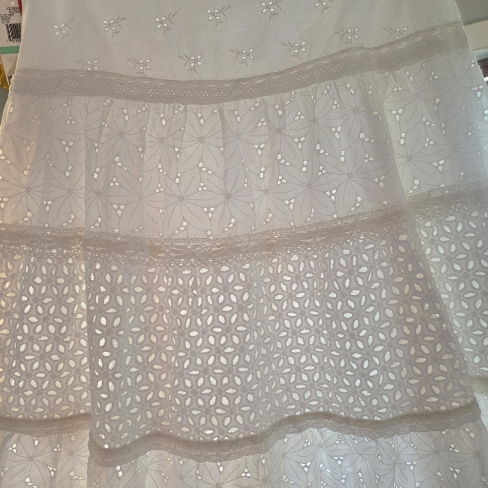 Ralph Lauren White Eyelet Lace Skirt 100% Cotton Knee Length Zipper Closure Sz8 - Picture 10 of 15